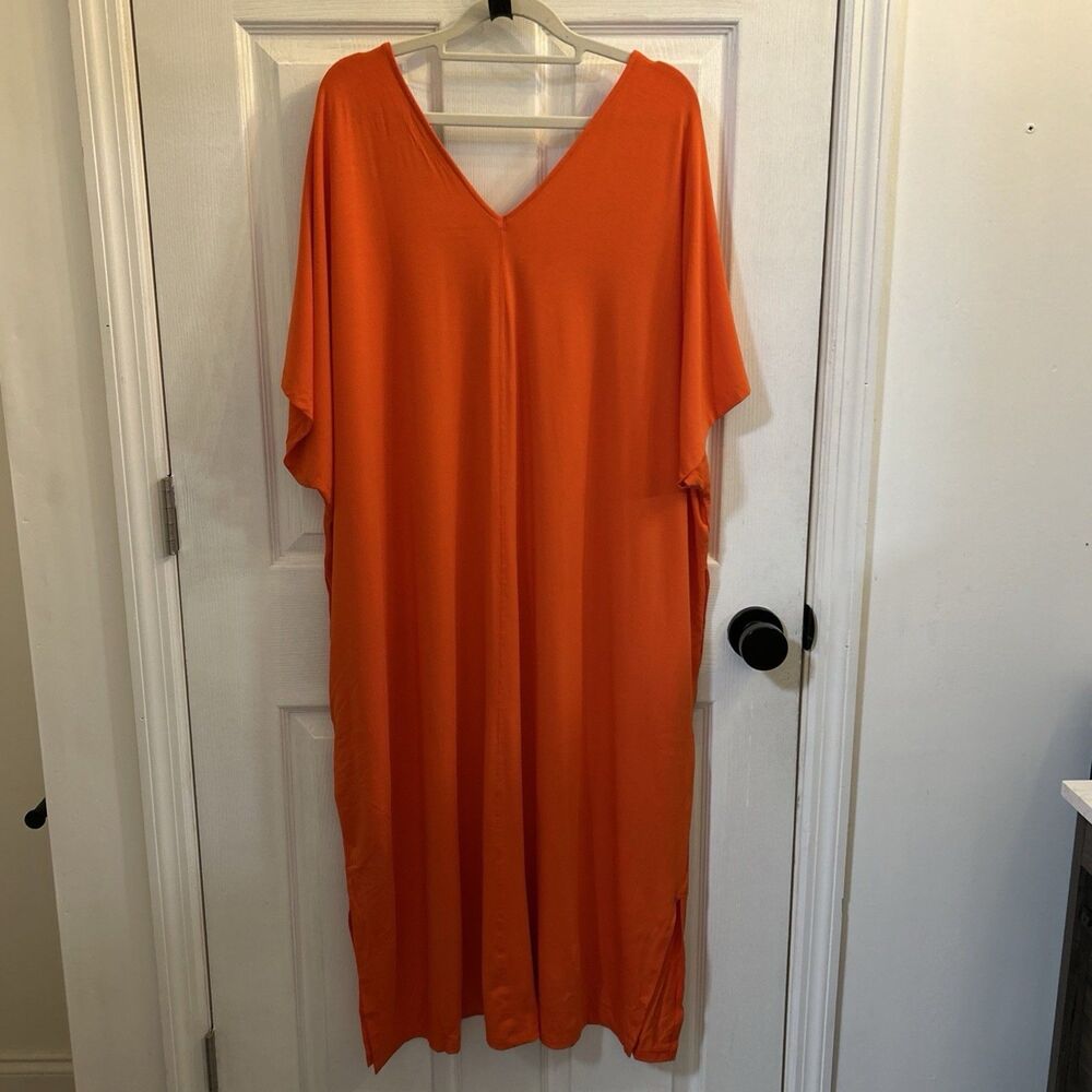 NWT Ava & Viv Women's Plus Size Dolman Short Sleeve Dress - Orange, Size 2X